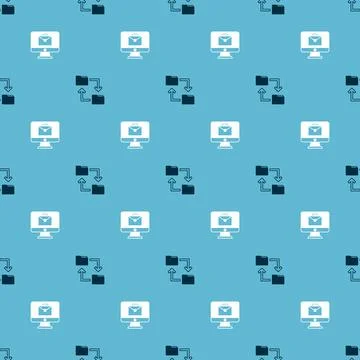 Set Cloud storage document folder and Online working on seamless pattern. Vector 스톡 일러스트