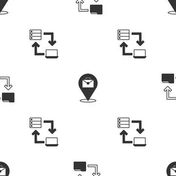 Set Cloud storage document folder, Online working and on seamless pattern. .. Stock Illustration