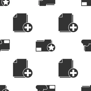 Set Cloud storage text document folder, Document folder with star and Add new Stock Illustration