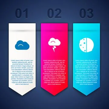 Set Cloud, Storm and Eclipse of the sun. Business infographic template. Vector Stock Illustration