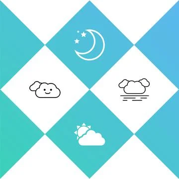 Set Cloud, Sun and cloud weather, Moon stars and icon. Vector 스톡 일러스트