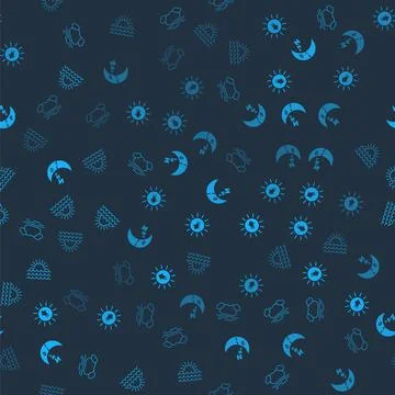 Set Cloud, Sunset, Moon icon and on seamless pattern. Vector イラスト素材