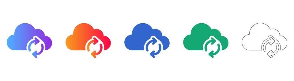 Set of Cloud Sync Icons Stock Illustration