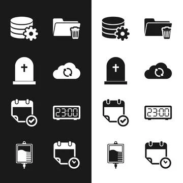 Set Cloud sync refresh, Tombstone with cross, Setting database server, Delete イラスト素材