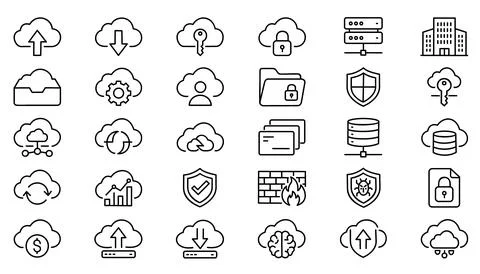 Set of cloud technology and security icons イラスト素材