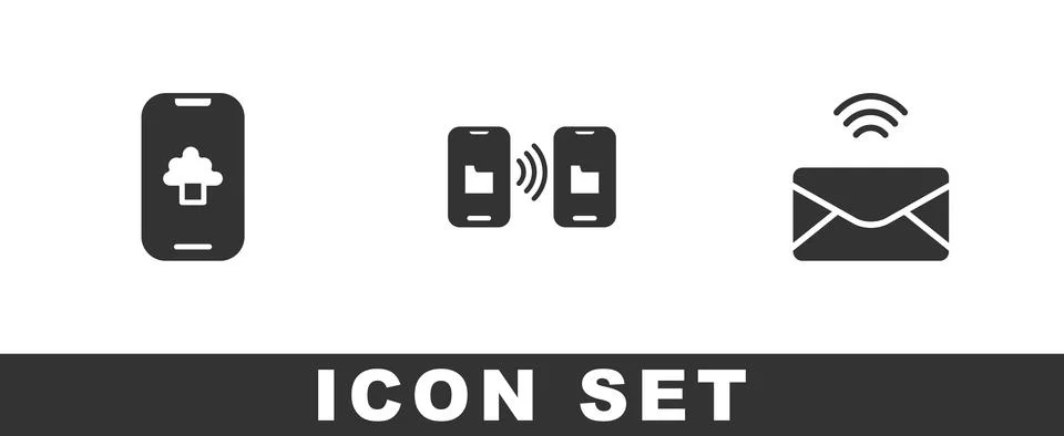 Set Cloud technology data, Data transfer and storage and Mail e-mail icon Illustrazione stock