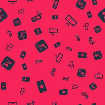 Set Cloud technology data, Mobile with wi-fi wireless, No Wi-Fi internet and Stock Illustration