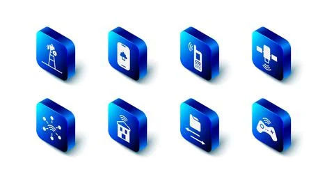 Set Cloud technology data, Mobile with wi-fi wireless, Satellite, Wireless ga Stock Illustration