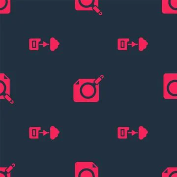 Set Cloud technology data transfer and Search concept with folder on seamless Stock Illustration