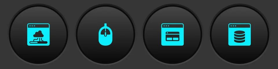 Set Cloud technology data transfer, Computer mouse, Search engine and Server Stock Illustration