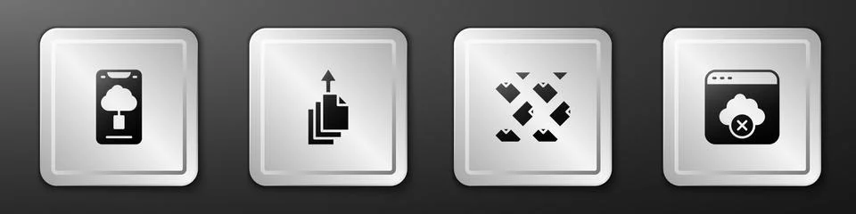 Set Cloud technology data transfer, Data export, stream and Failed access cloud 스톡 일러스트