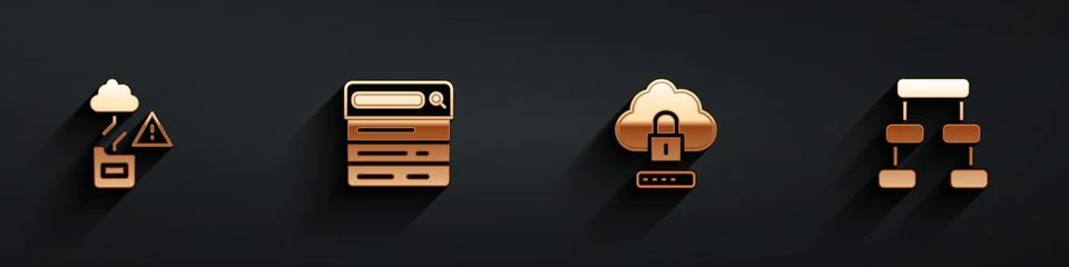 Set Cloud technology data transfer, Search engine, computing lock and Hierarchy Stockillustratie