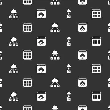 Set Cloud technology data transfer, Browser files, and Failed access cloud 스톡 일러스트