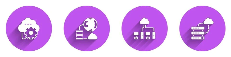 Set Cloud technology data transfer, Network cloud connection, Computer network Stock Illustration