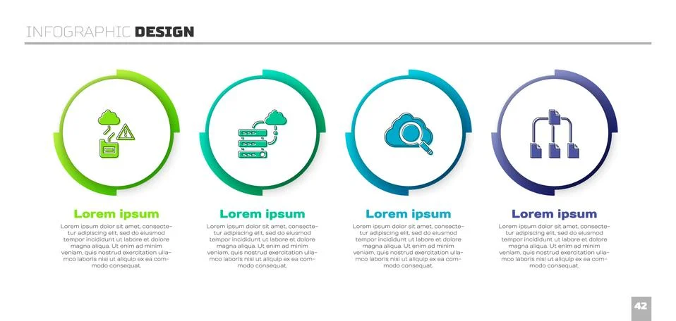Set Cloud technology data transfer, Network cloud connection, Search computing Illustrazione stock