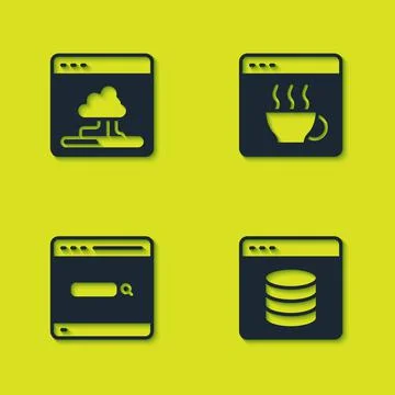 Set Cloud technology data transfer, Server, Data, Web Hosting, Search engine  Stock Illustration