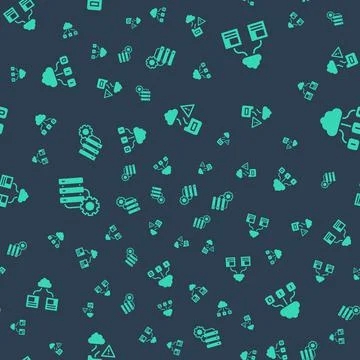 Set Cloud technology data transfer, , Server and gear and on seamless pattern Illustrazione stock