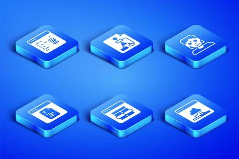 Set Cloud technology data transfer, Software, MySQL code, Flowchart and Hacker Stock Illustration