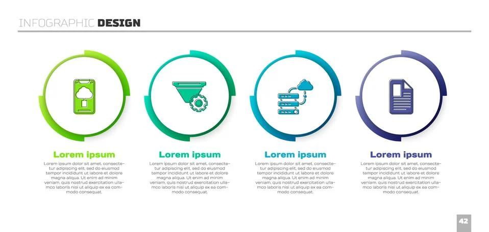 Set Cloud technology data transfer, Filter setting, Network cloud connection and Illustrazione stock