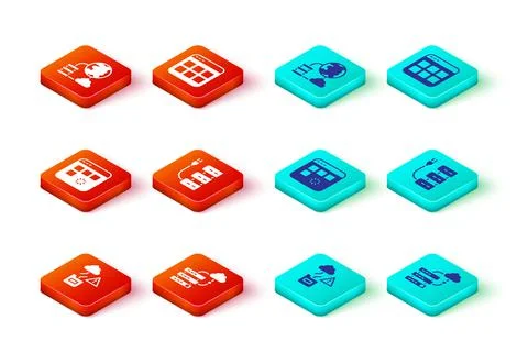 Set Cloud technology data transfer, Network cloud connection, Loading window 스톡 일러스트