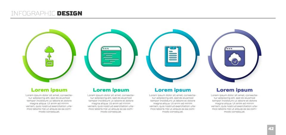 Set Cloud technology data transfer, Software, Server, Data report and . Business Illustrazione stock