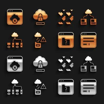 Set Cloud technology data transfer, Browser window, File missing, Computer Illustrazione stock