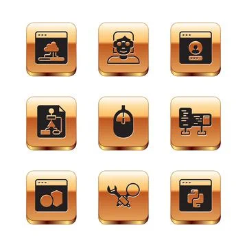 Set Cloud technology data transfer, Software, Debugging, Computer mouse Stock Illustration