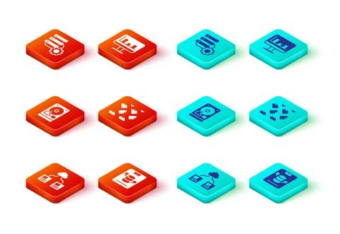 Set Cloud technology data transfer, Server, Data, Web Hosting, Hard disk driv Illustrazione stock