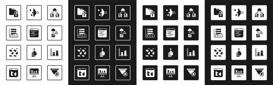 Set Cloud technology data transfer, Software, Server, Data, Web Hosting, Folder Stock Illustration