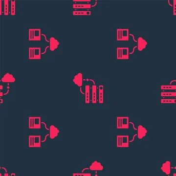 Set Cloud technology data transfer and Network cloud connection on seamless Stock Illustration