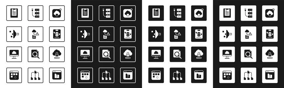 Set Cloud technology data transfer, Filter setting, Server, Data report, Data Stock Illustration