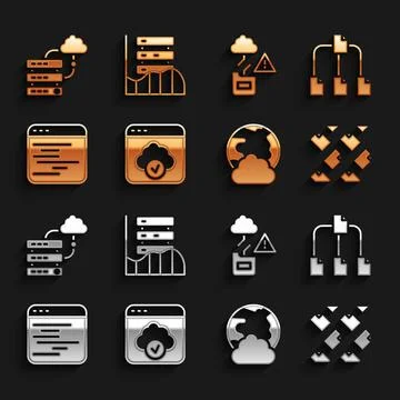 Set Cloud technology data transfer, Folder tree, Data stream, Social network Stock Illustration