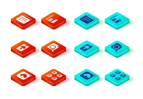 Set Cloud technology data transfer, Hierarchy organogram chart, Search concept 스톡 일러스트