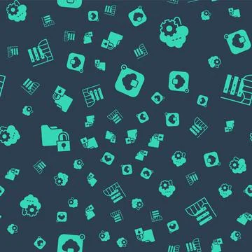 Set Cloud technology data transfer, , Folder and lock and Server, Data, Web Stock Illustration