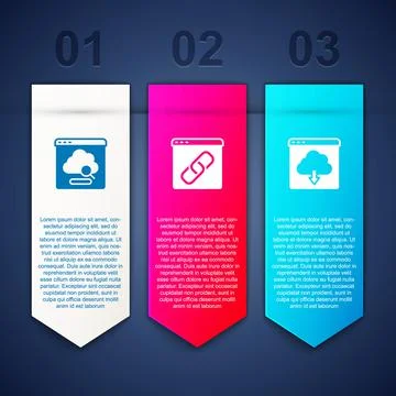Set Cloud technology data transfer, Browser window and download. Business Stock Illustration