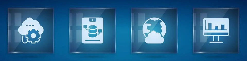 Set Cloud technology data transfer, Server, Data, Web Hosting, Social network 스톡 일러스트