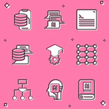 Set Cloud technology data transfer, Chat bot, Web developer programming code 스톡 일러스트