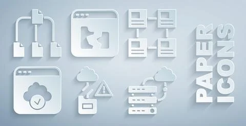 Set Cloud technology data transfer, Hierarchy organogram chart, Network cloud Stockillustratie