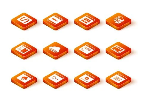 Set Cloud technology data transfer, Software, Web development, Online play video Stock Illustration