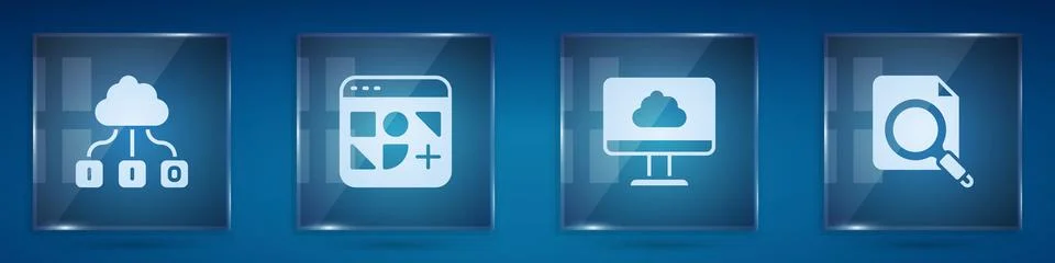 Set Cloud technology data transfer, Different files, and Search concept with Stock Illustration