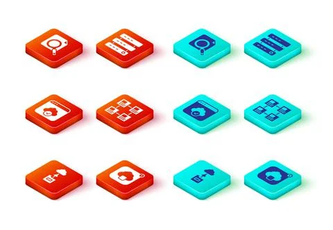 Set Cloud technology data transfer, Hierarchy organogram chart, Server, Data イラスト素材