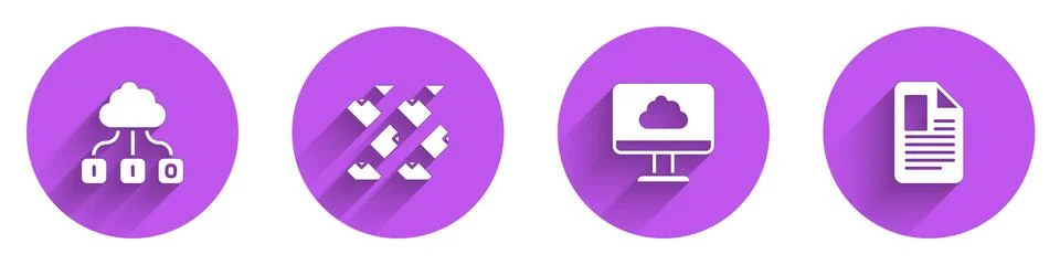 Set Cloud technology data transfer, Data stream, and File document icon with Stockillustratie