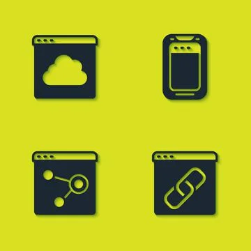 Set Cloud technology data transfer, Browser window, and Mobile phone icon Stockillustratie