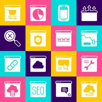 Set Cloud technology data transfer, Browser setting, Financial growth decrease 库存插图