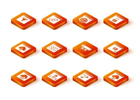 Set Cloud technology data transfer, Server, Data, upload, SEO optimization 스톡 일러스트