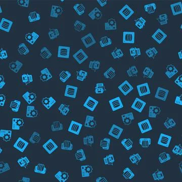 Set Cloud technology data transfer, Server, Data, Chat bot and Neural network on Illustrazione stock