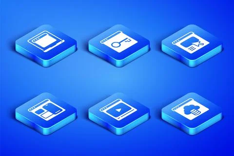 Set Cloud technology data transfer, Laptop with browser window, Online play Stock Illustration