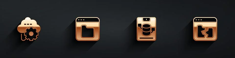 Set Cloud technology data transfer, Browser files, Server, Data, Web Hosting and Stockillustratie