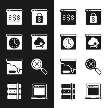 Set Cloud technology data transfer, Browser window, Online shopping on screen イラスト素材