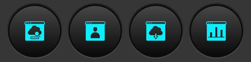 Set Cloud technology data transfer, Create account screen, download and Graph Stock Illustration